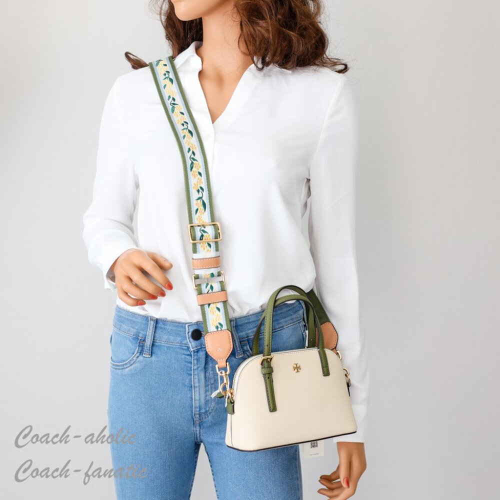 NWT Tory Burch 157887 Emerson Color-Block Dome Satchel Leather Crossbody